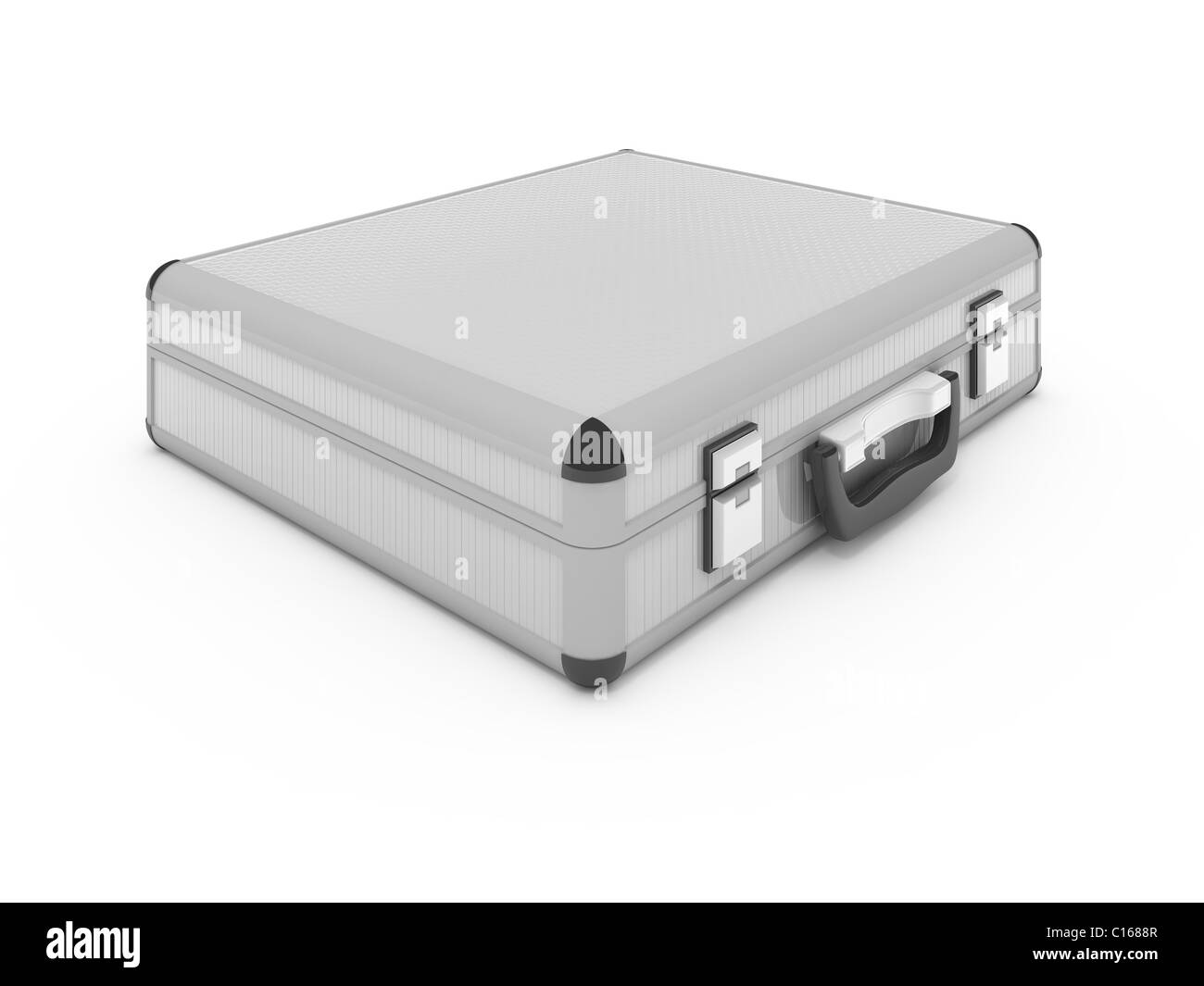 Metallic silver briefcase isolated on white Stock Photo Alamy