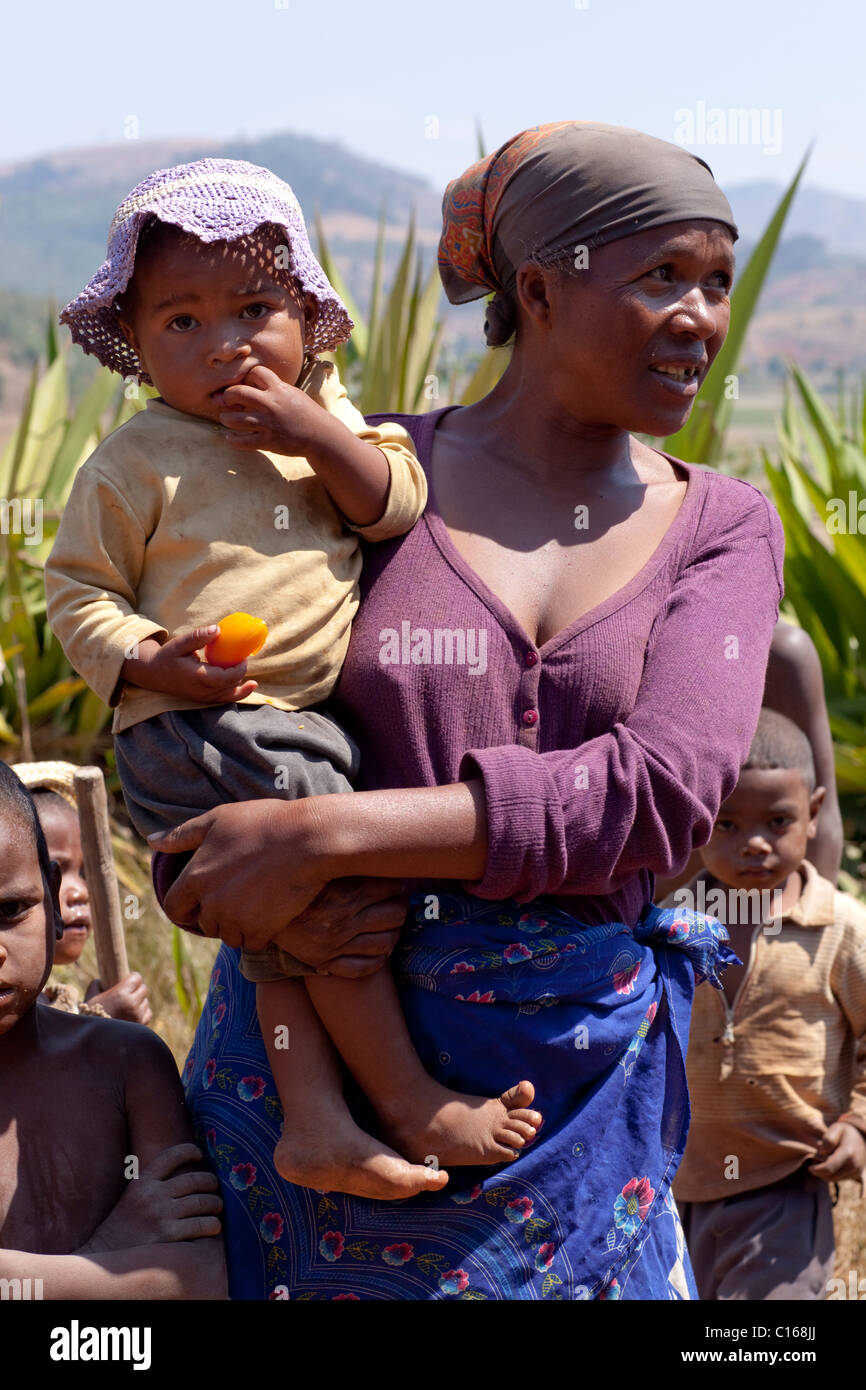 Mother and child. Fianarantsoa, southern Madagascar. Stock Photo