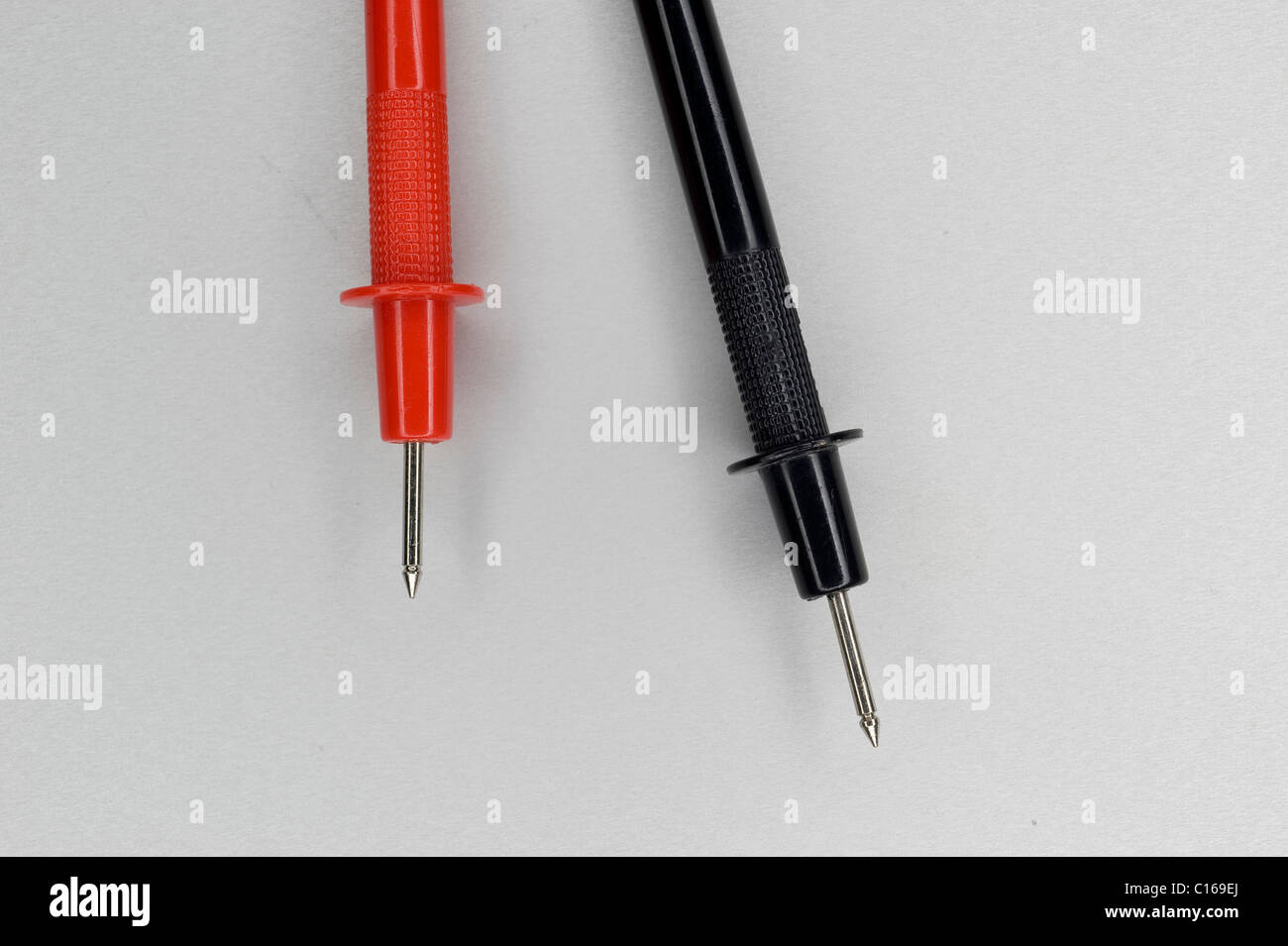 Electrical testing cable, red and black, positive and negative Stock