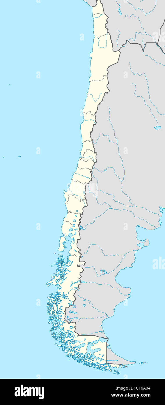 Illustration of Chile map showing the state borders. Stock Photo