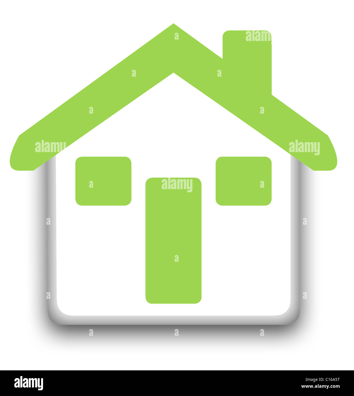 Green Eco house or home button isolated on white background Stock Photo ...