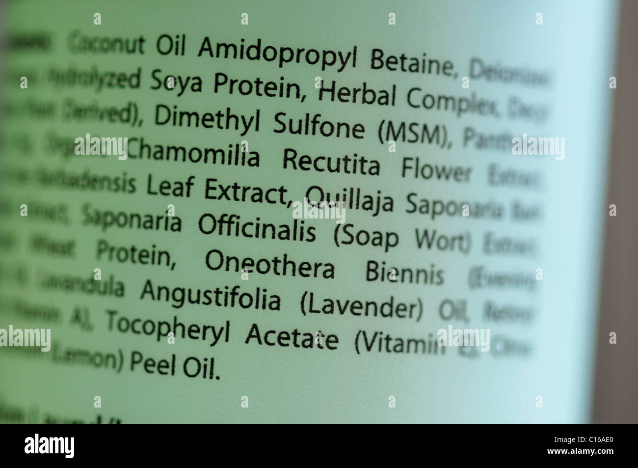 All Natural Hair Conditioner Ingredient Information Stock Photo