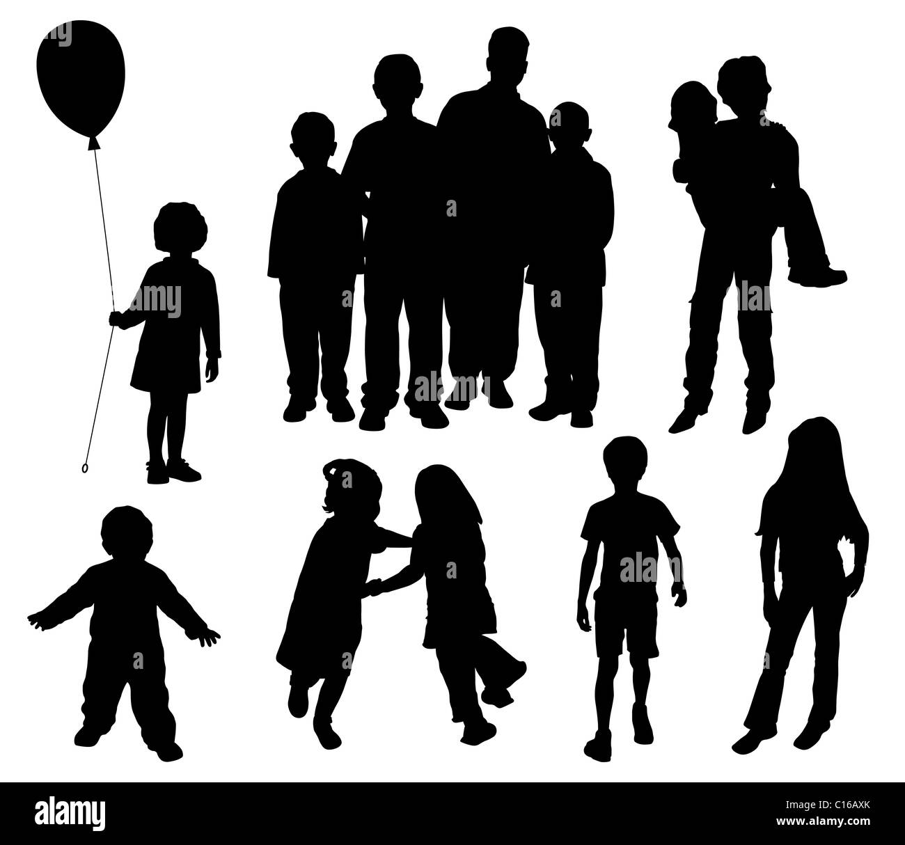 Children silhouettes Stock Photo