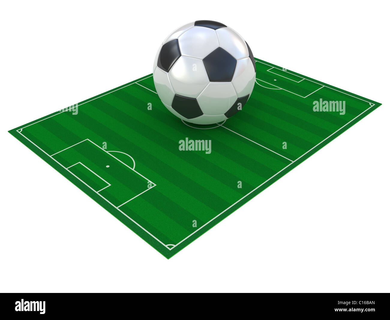Football field and soccer ball isolated on white Stock Photo - Alamy