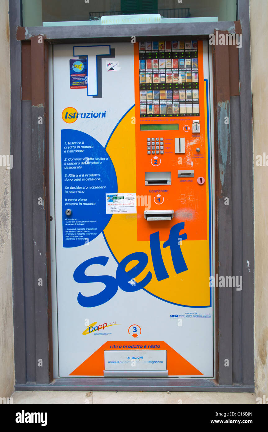Self service tobacco vending machine Noto Sicily Italy Europe Stock Photo