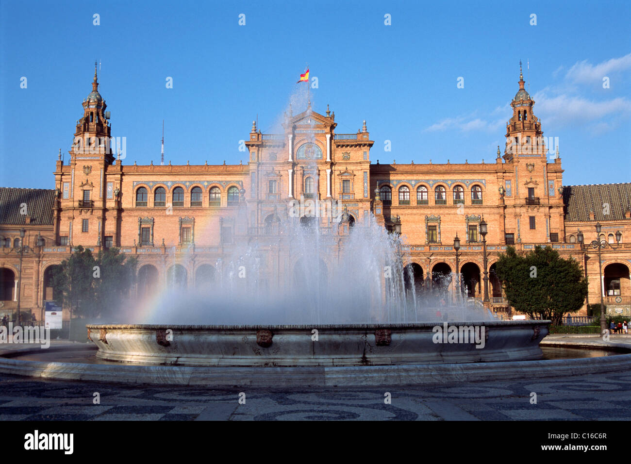 Fountain at the Palace de Espana, Sevilla, Andalusia, Spain, Europe Stock Photo