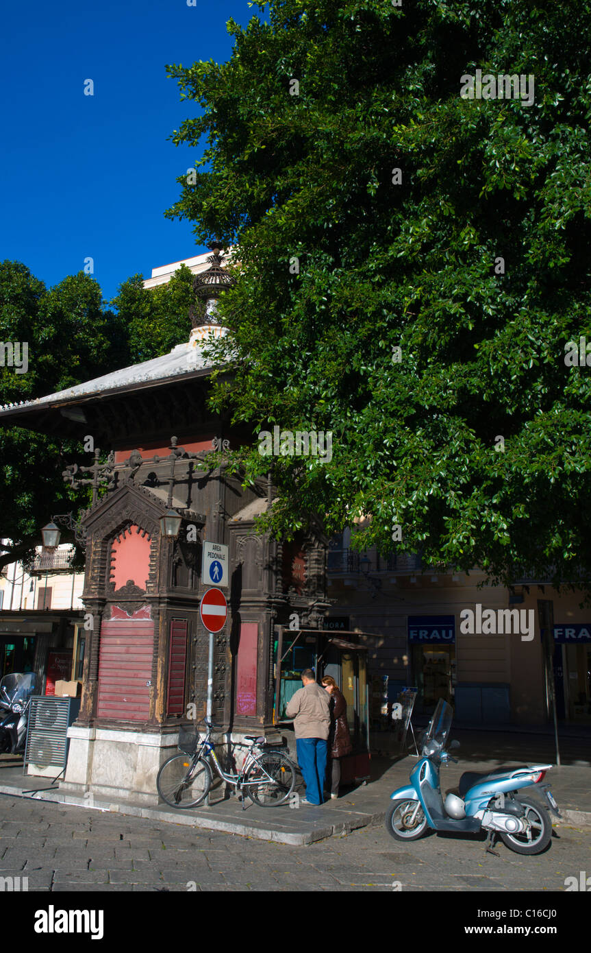 People at a kiosk at Piazza Verdi square Capo district Palermo Sicily