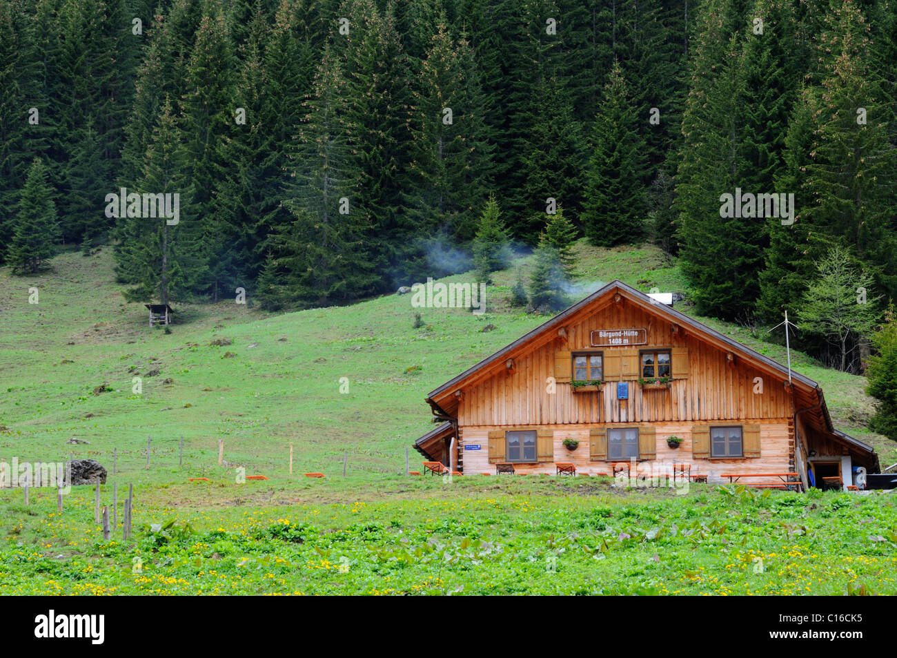 Baergun Hut, Kleinwalsertal, Vorarlberg, Austria, Europe Stock Photo