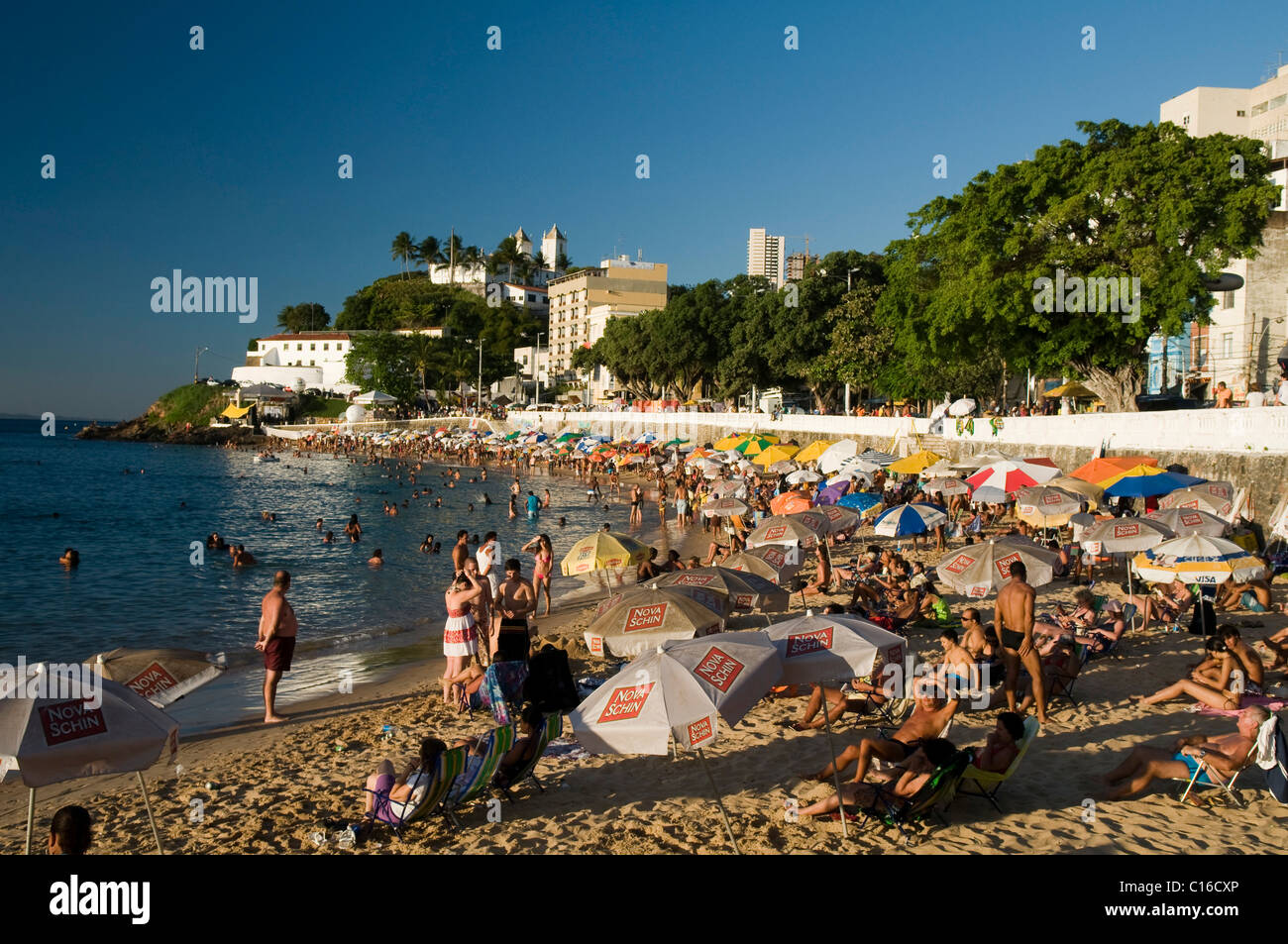 Praia Porto da Barra, the main beach of Salvador, Salvador de Bahia, Bahia, Brazil, South America Stock Photo