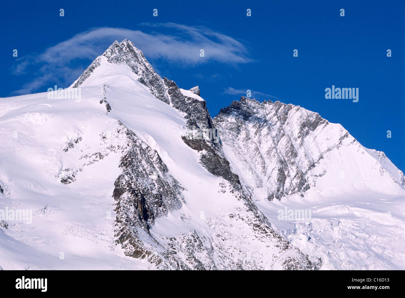 Peak of Mount Grossglocker in winter, Hohe Tauern National Park, Carinthia, Austria, Europe Stock Photo