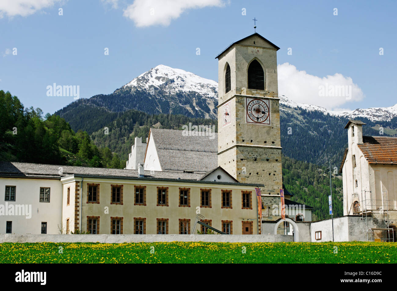 St. Johann Benedictine Monastary, World Cultural Heritage, in Muestair, Val Muestair, Muenstertal, in Engadin, Graubuenden Stock Photo