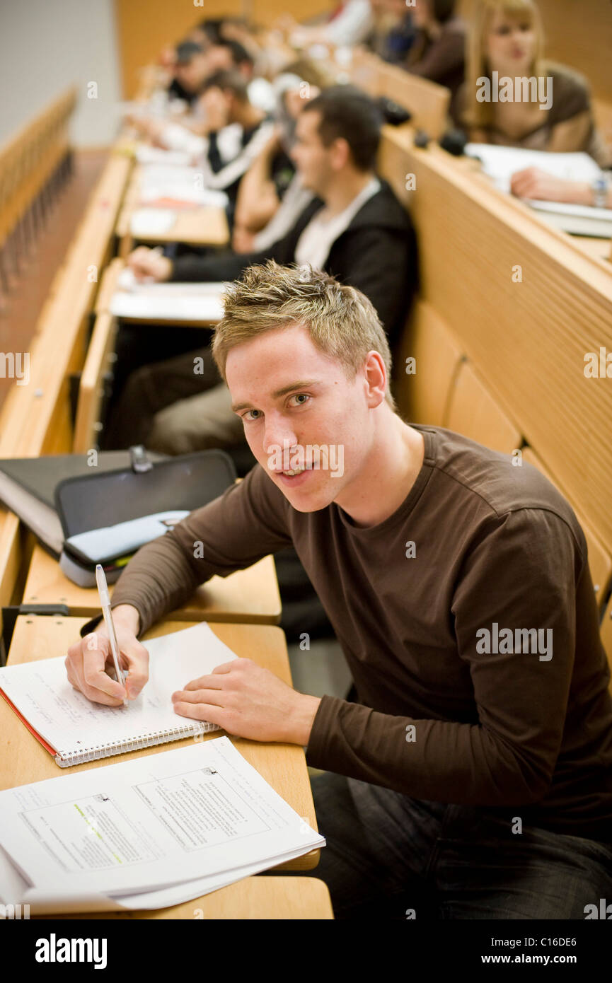 Student in the auditorium of the European University Viadrina, Frankfurt/Oder, Brandenburg, Germany, Europe Stock Photo