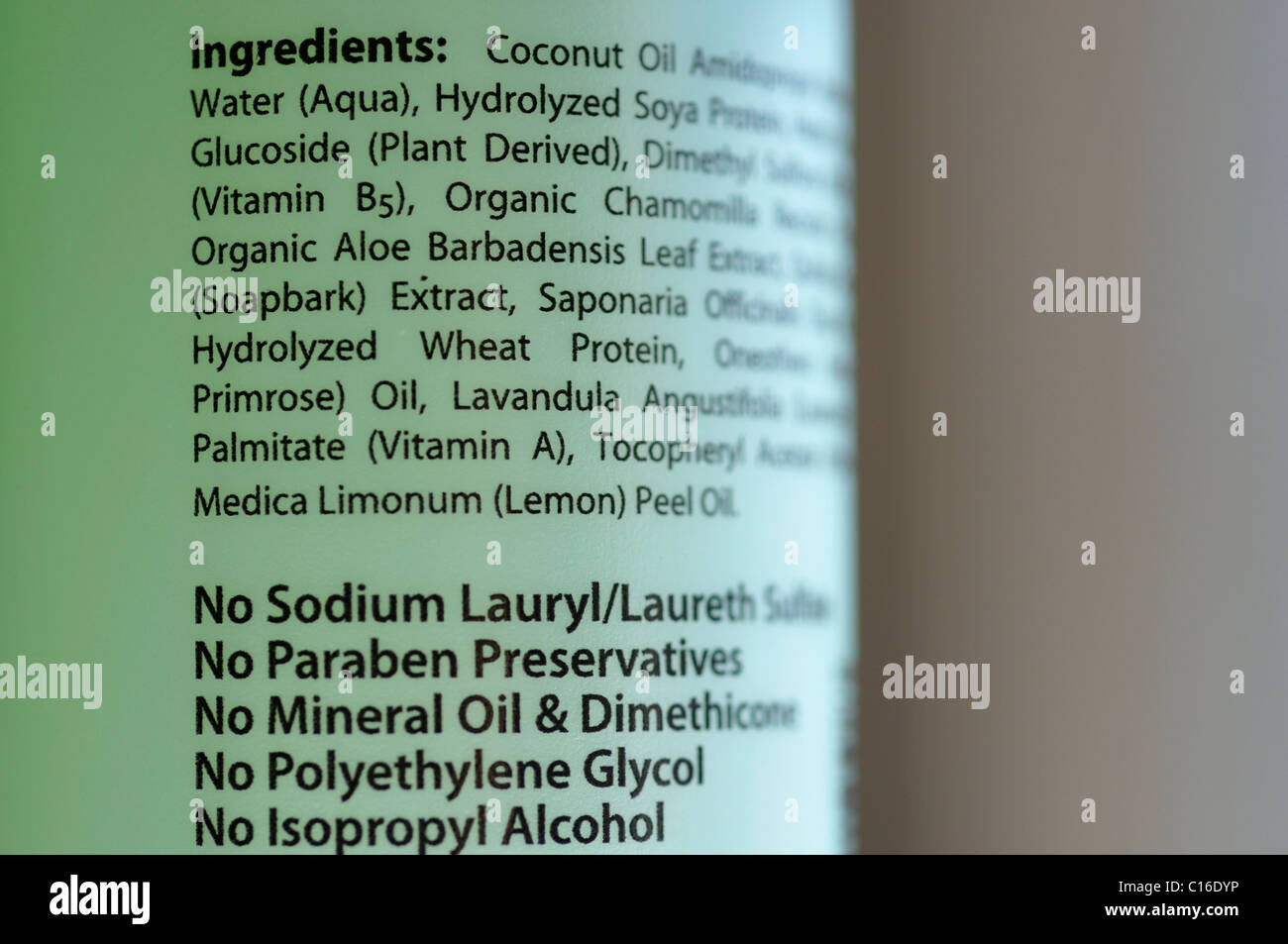 Allnatural hair conditioner ingredient information Stock Photo Alamy