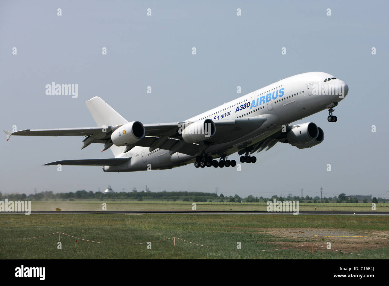 Airbus A380 taking off, ILA 2008, Schoenefeld Airport, Berlin, Germany, Europe Stock Photo