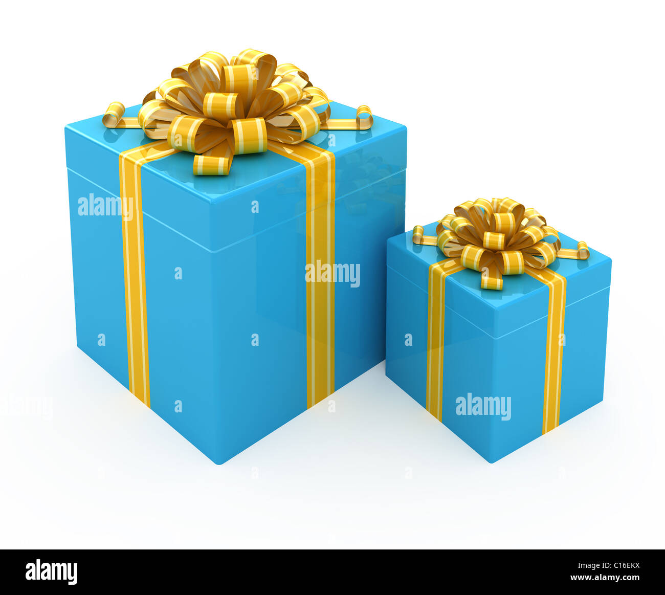 Gift box with golden ribbon isolated on white Stock Photo - Alamy