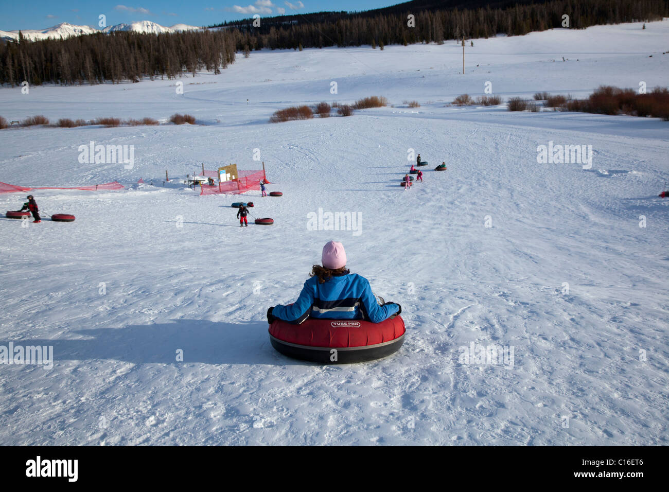 Granby Colorado Sledding At Snow Mountain Ranch In The Rocky Stock Photo Alamy