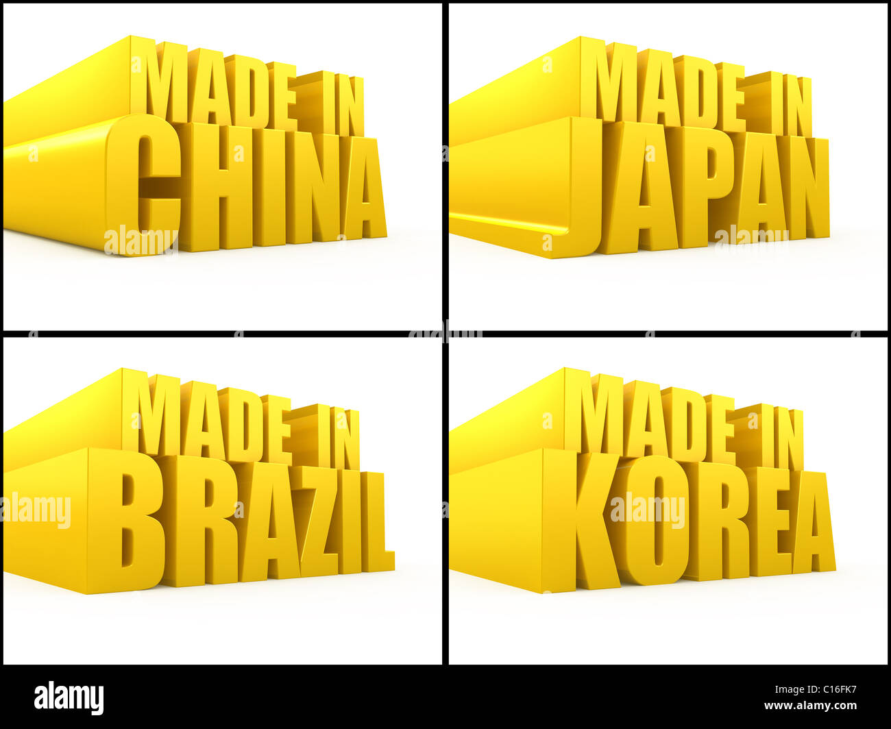 Made in Korea, China, Japan, Brazil set Stock Photo