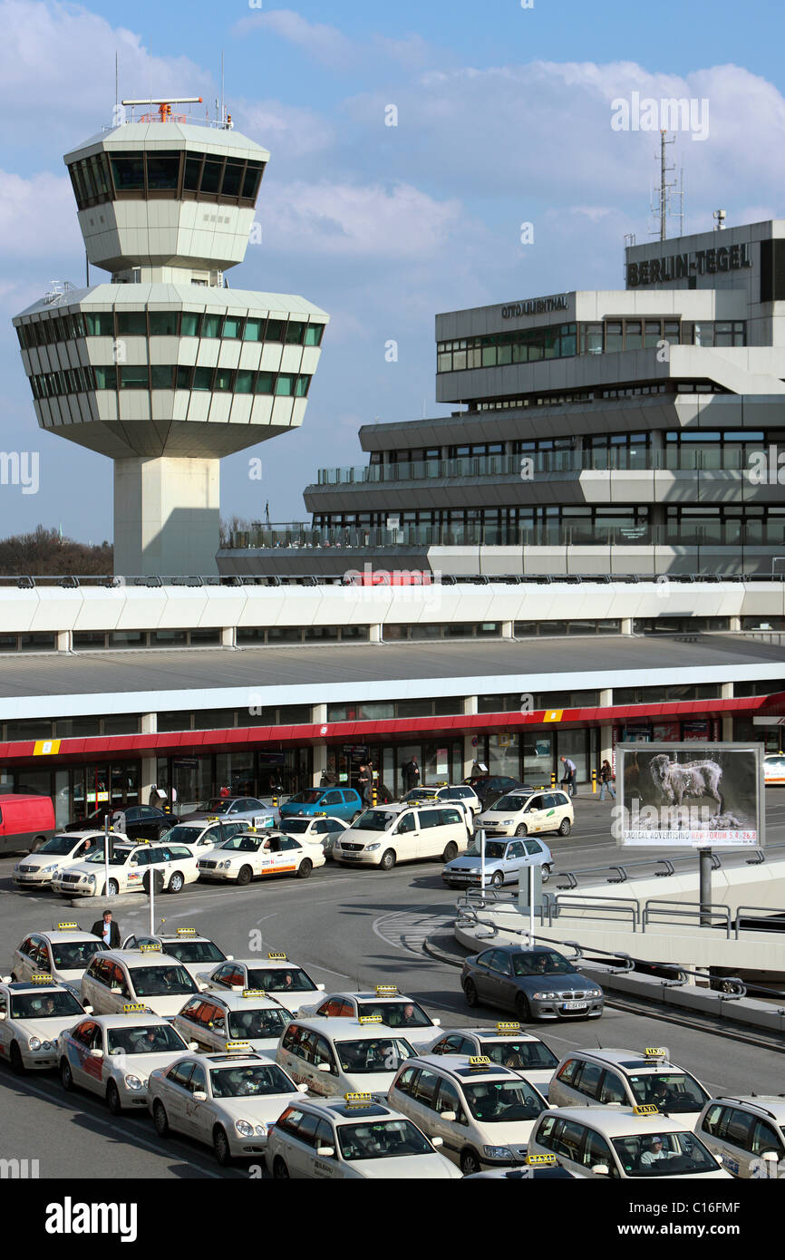 Taxis in front of the Otto Lilienthal Berlin Tegel Airport, Berlin, Germany, Europe Stock Photo