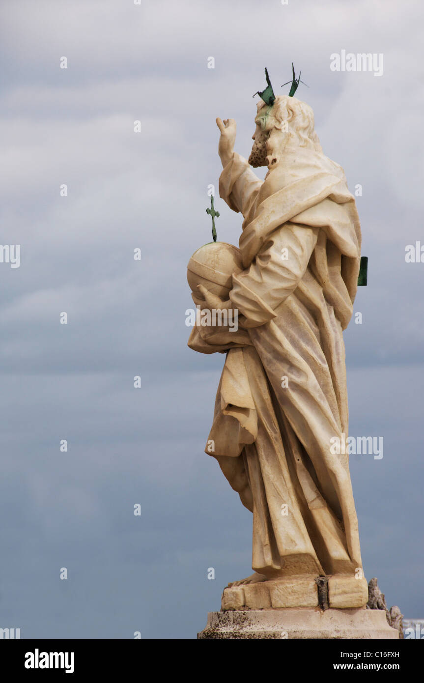 Statue on the roof of Cadiz Cathedral, Andalusia, Spain, Europe Stock Photo