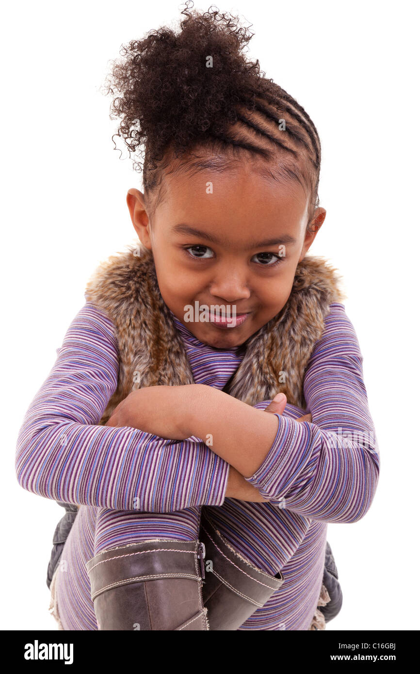 cute little african american girl angry Stock Photo - Alamy