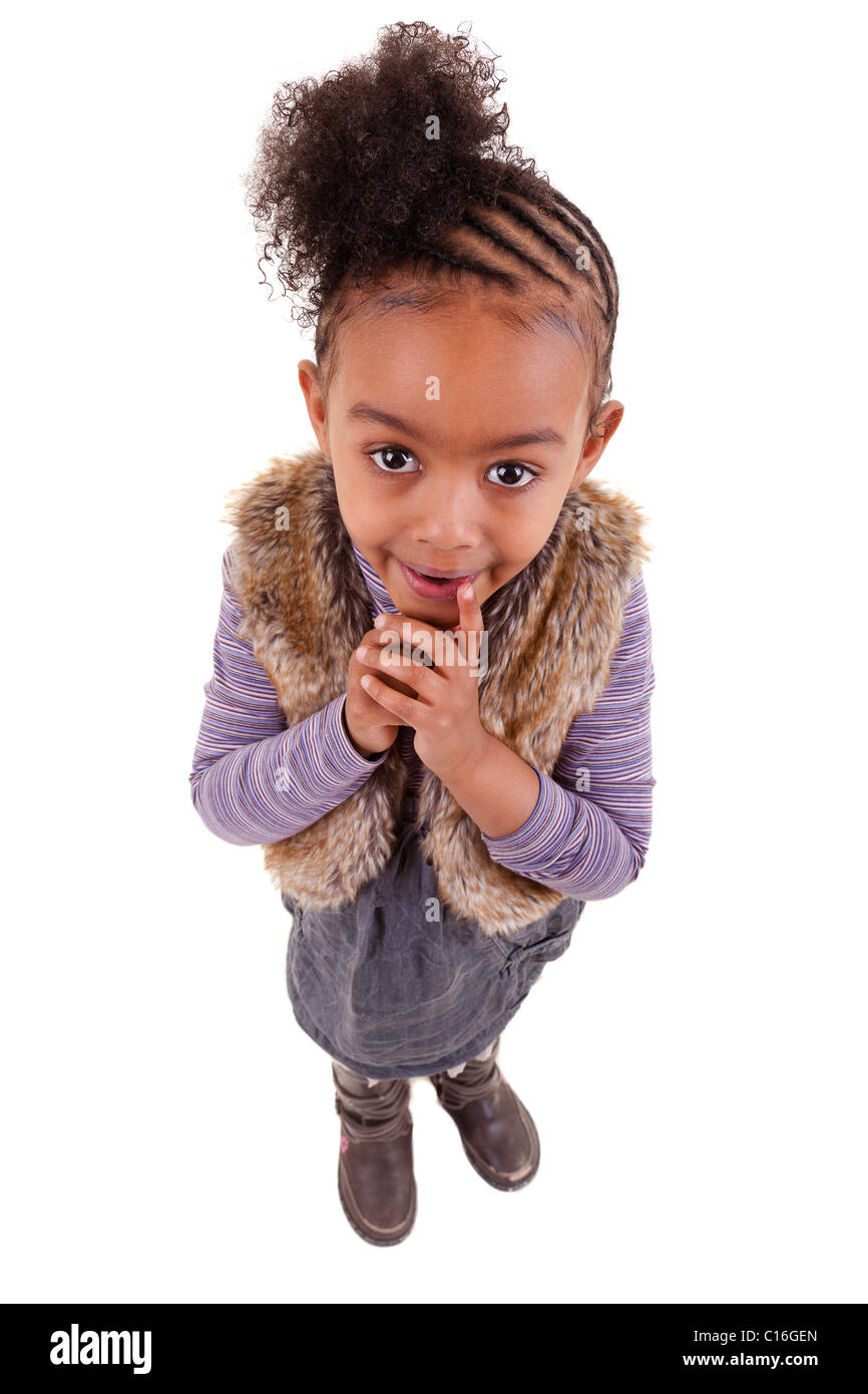 cute little african american girl looking up Stock Photo - Alamy