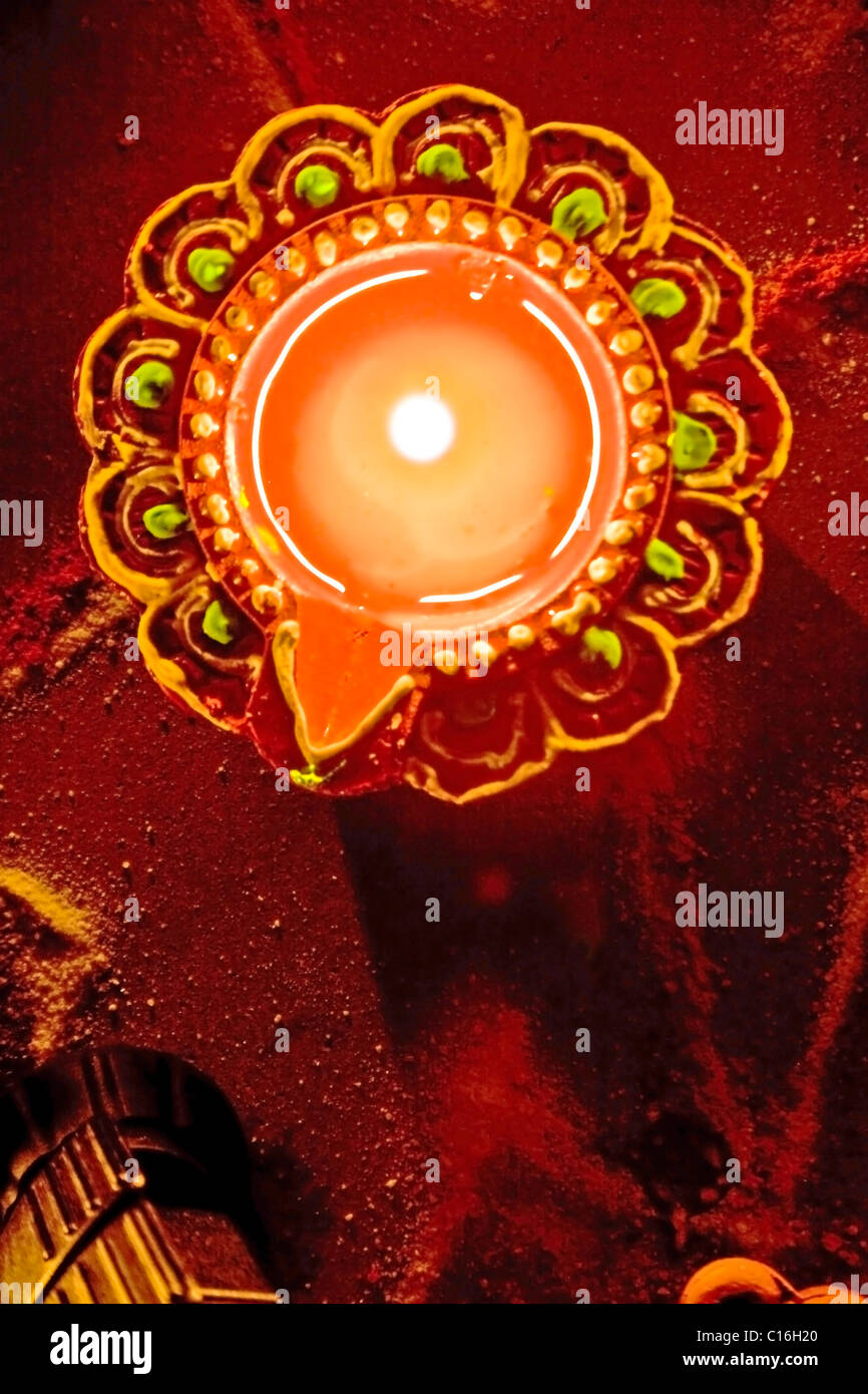glowing diwali candle lamp hindu religious Stock Photo Alamy