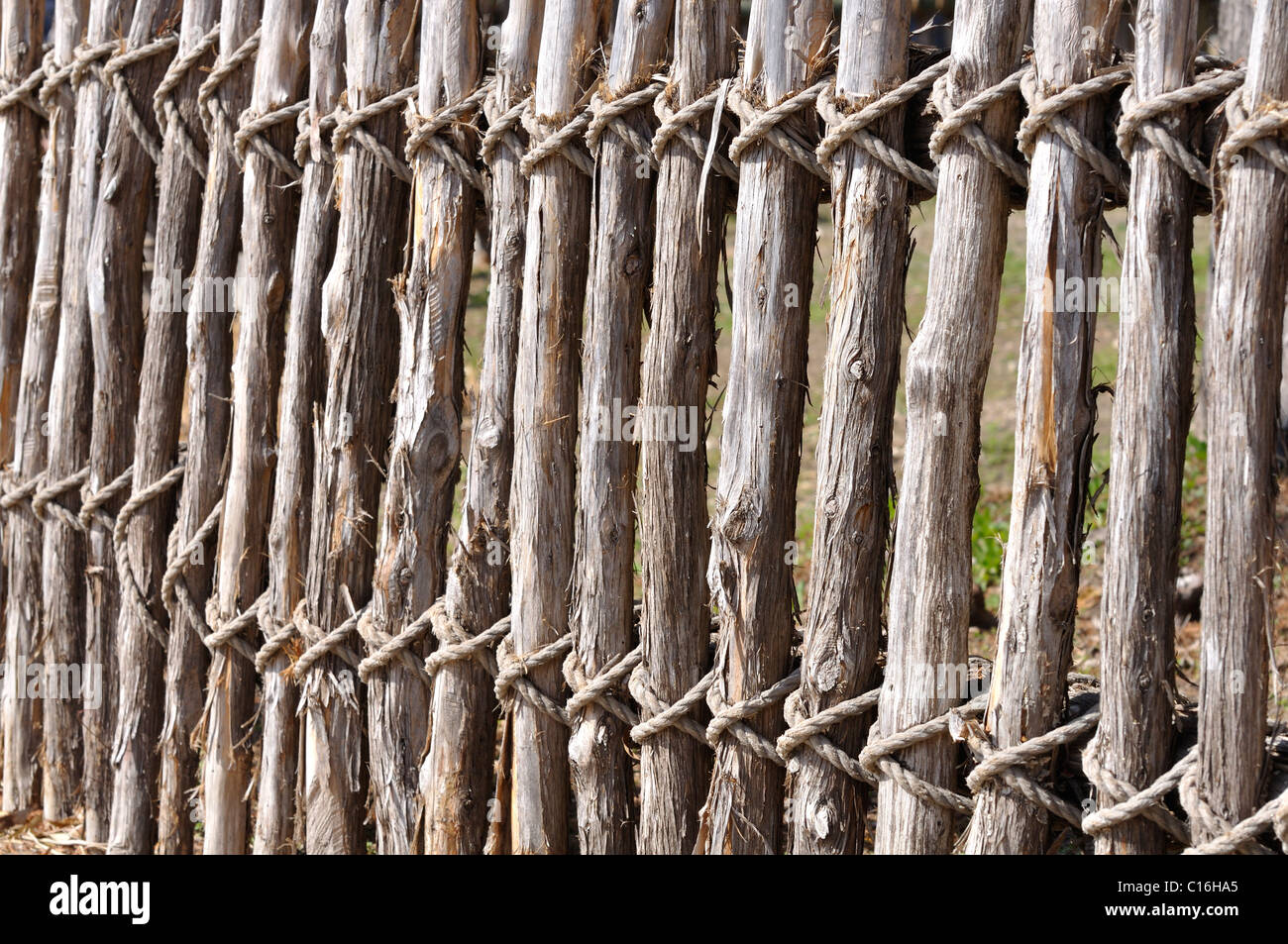 Countryside fence made of sticks woven together Stock Photo Alamy
