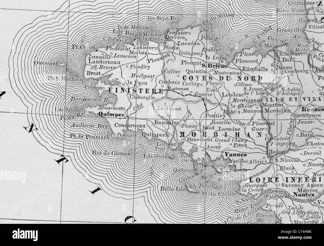 Old Map Brittany Maps Mapping Geography Atlas Vintage Original