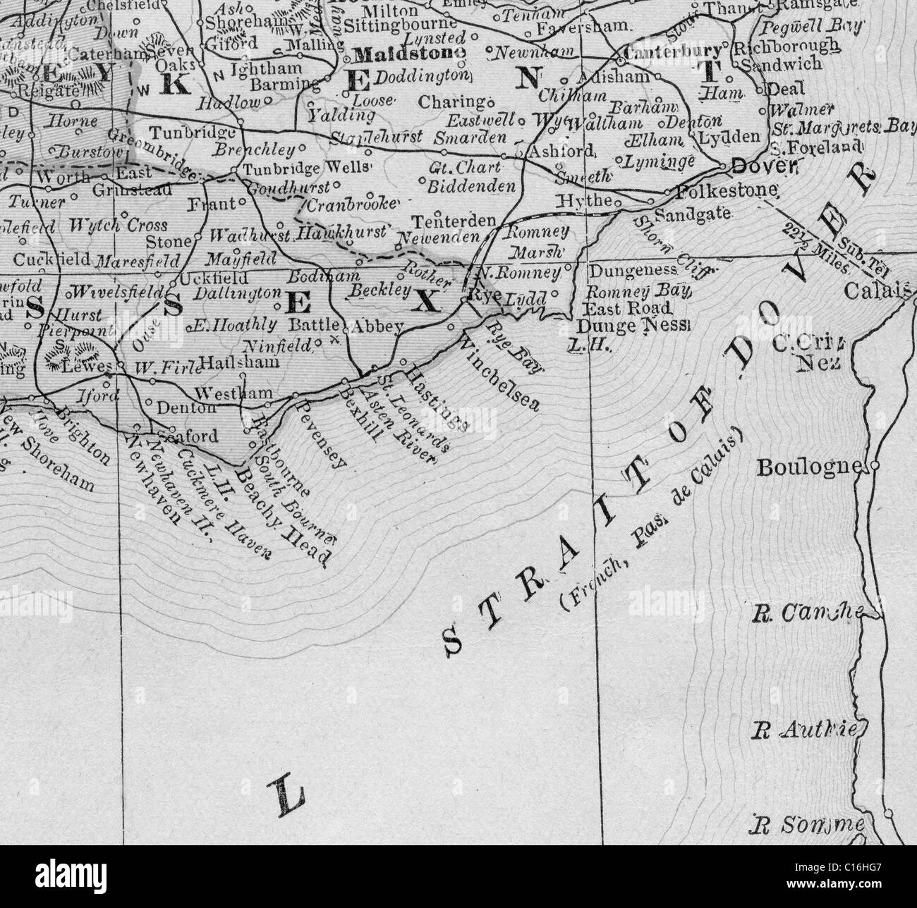 Map of strait of dover Black and White Stock Photos & Images Alamy