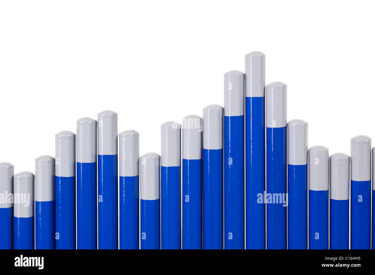 Pencils forming a chart isolated on white background Stock Photo