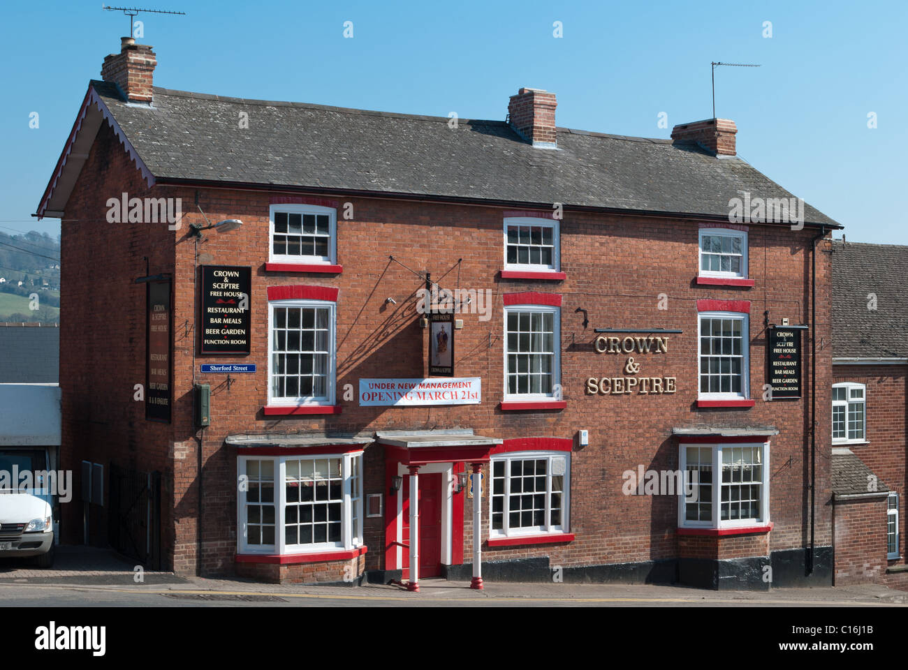 Traditional pub in the town of Bromyard in Herefordshire Stock Photo