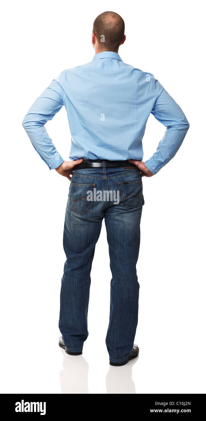 standing man back view isolated on white Stock Photo - Alamy