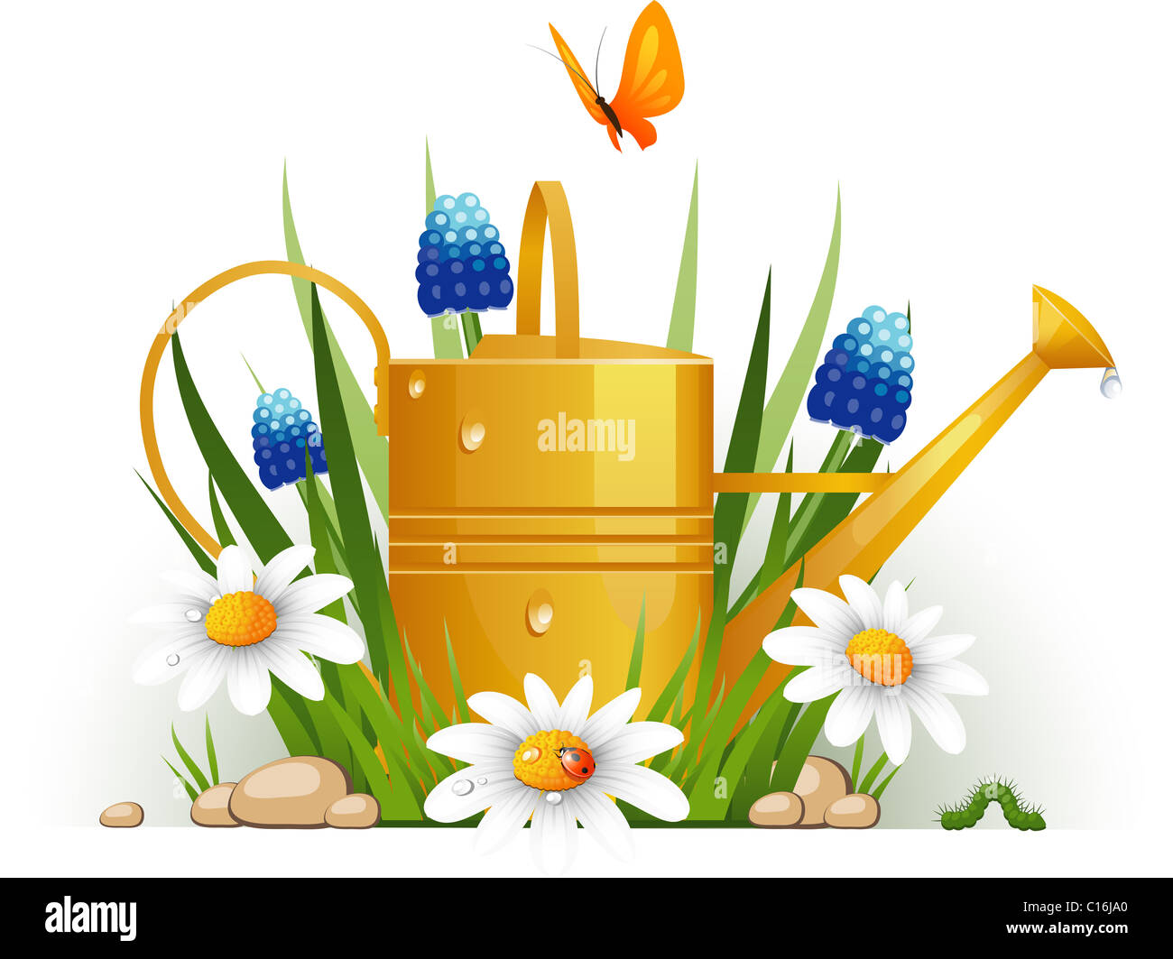 Garden watering can with flowers Stock Photo Alamy