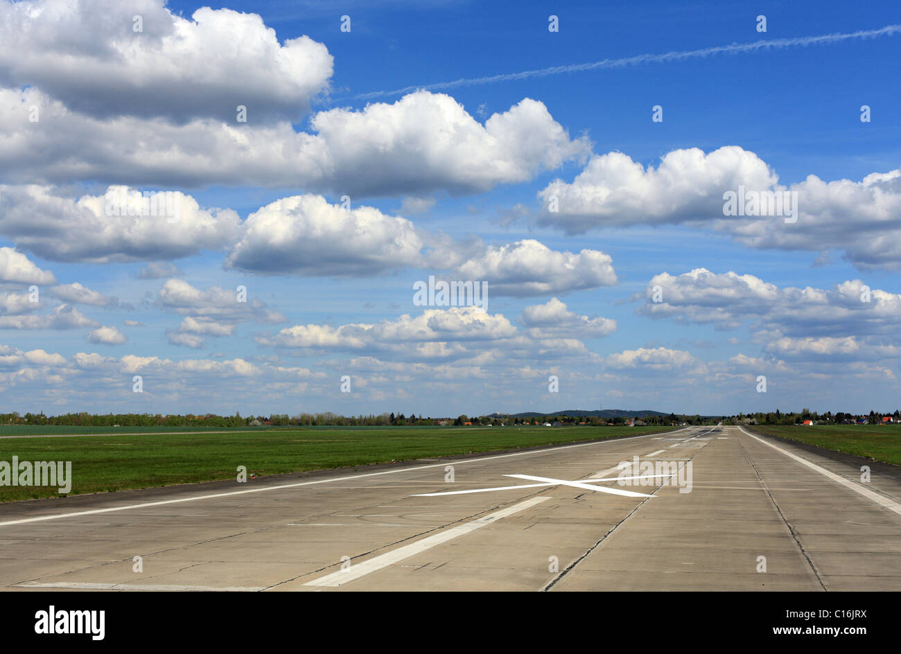 Worn out north runway of Berlin Schoenefeld Airport, Berlin, Germany, Europe Stock Photo