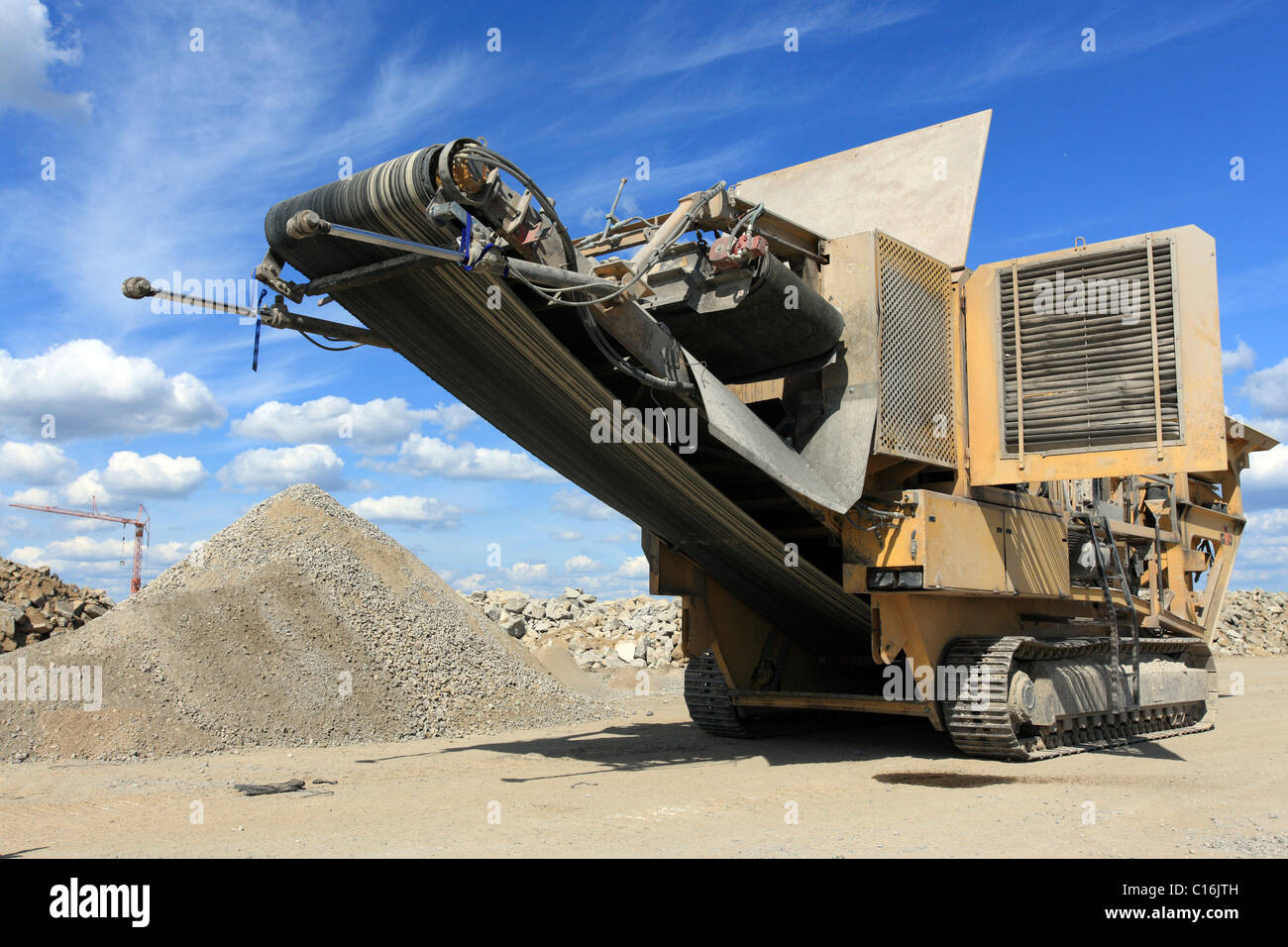 Quarry machine on the large-scale construction site for Berlin Brandenburg International Airport, BBI, Berlin, Germany, Europe Stock Photo