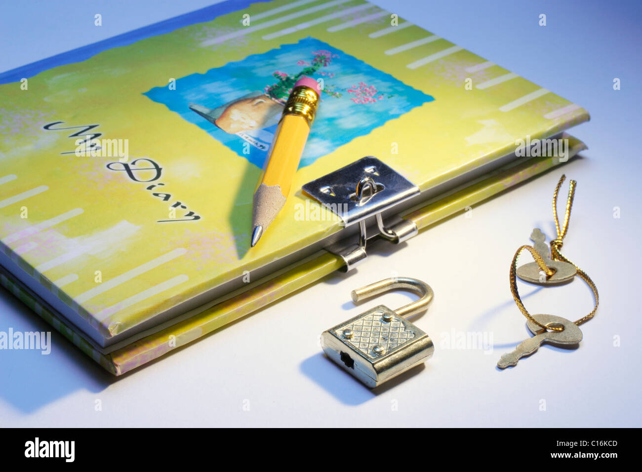Diary with lock and key Stock Photo Alamy