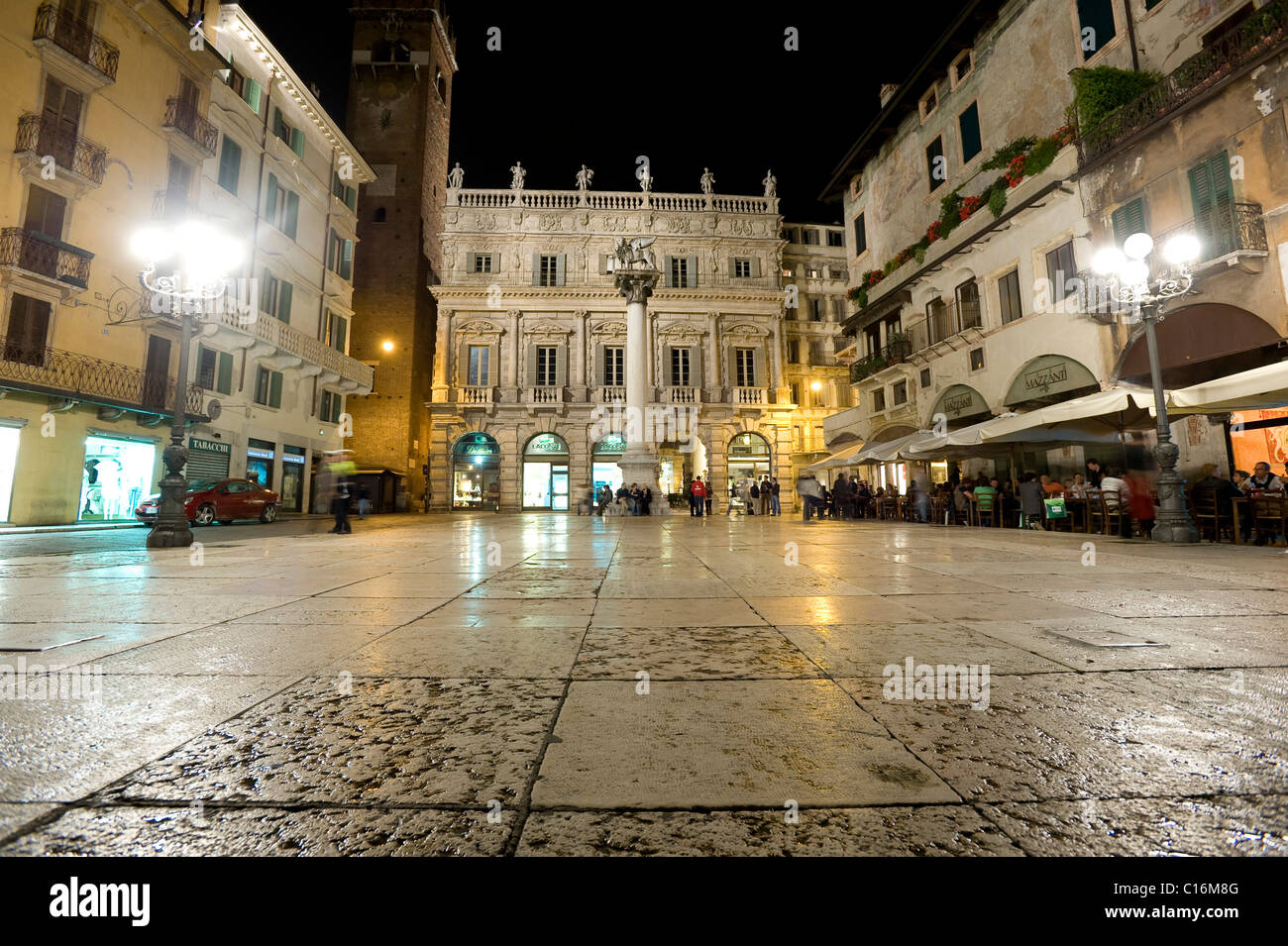 Piazza delle Erbe, historic centre of Verona, Italy, Europe Stock Photo