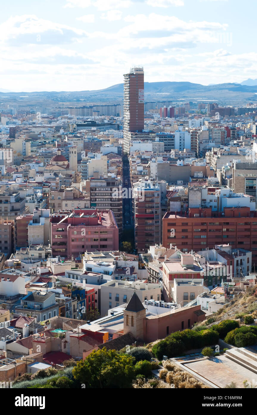 Panorama of Alicante city with mountains Stock Photo