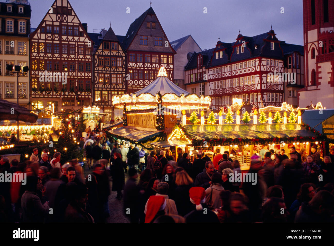 Christmas market at the Roemer, Frankfurt, Hesse, Germany, Europe Stock