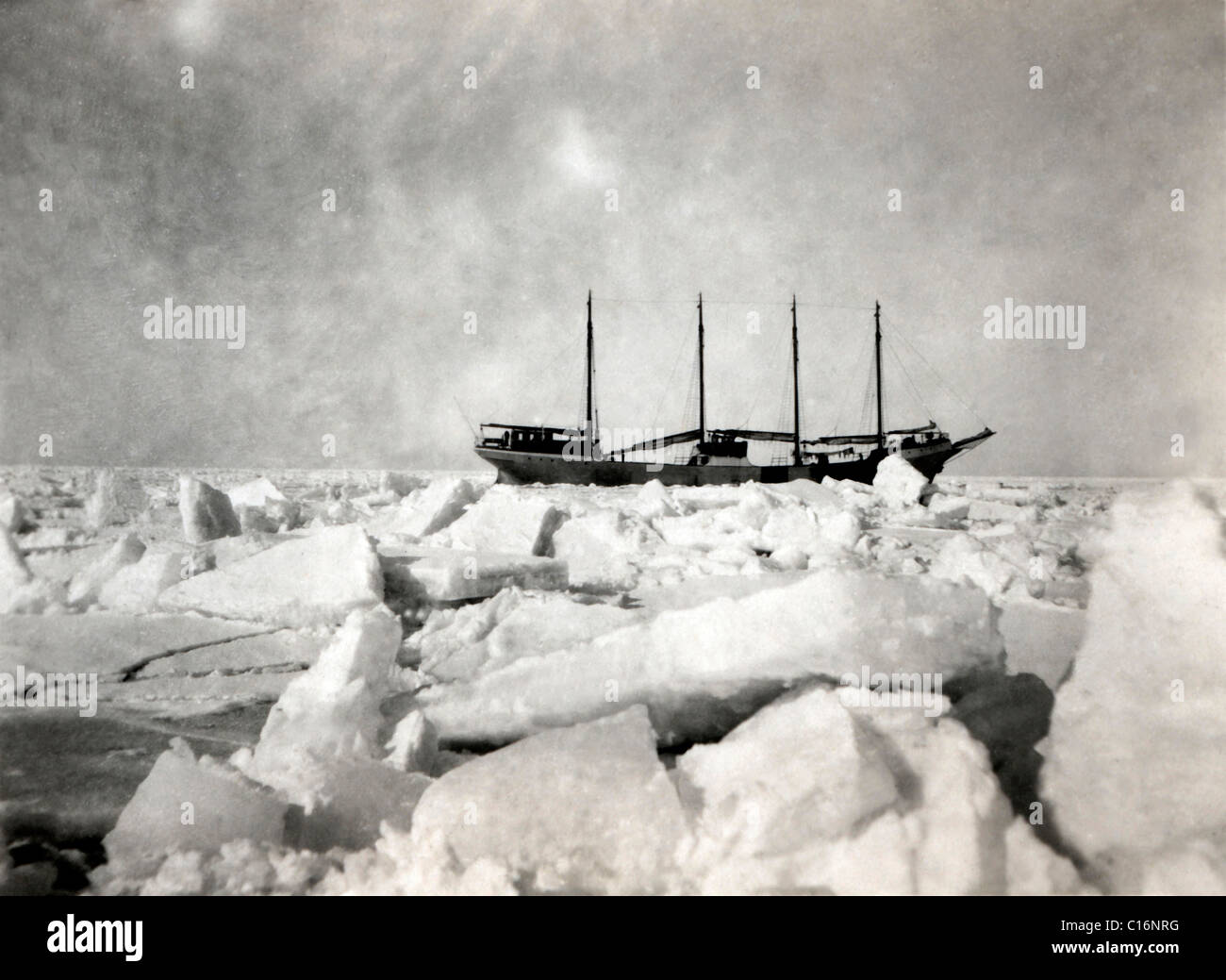 Historic photograph, sailng ship in ice Stock Photo