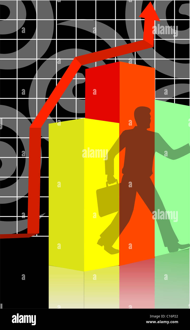 Illustration of graph and man Stock Photo - Alamy