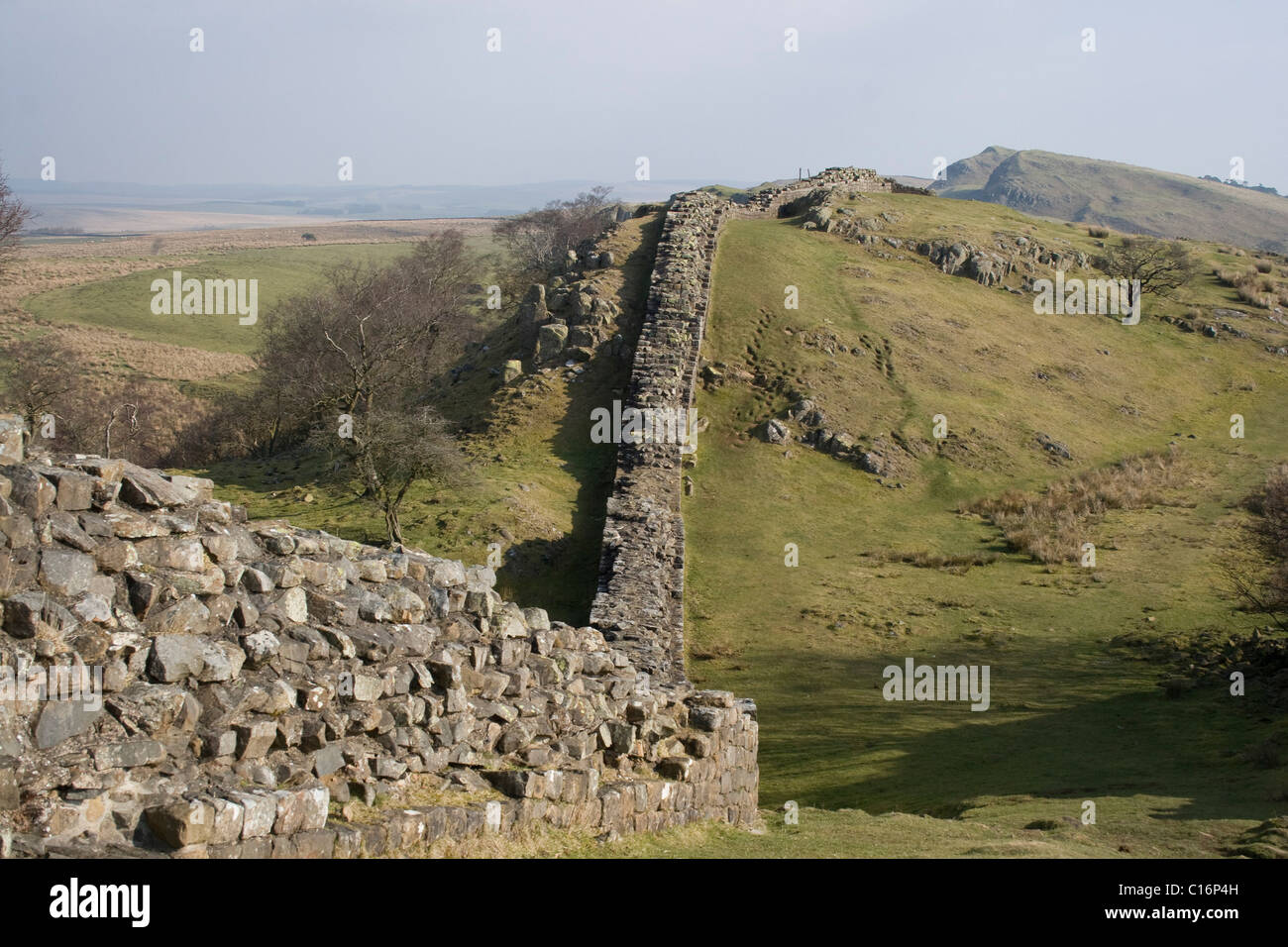 Hadrians Wall at Walltown crags, Northumberland Stock Photo - Alamy