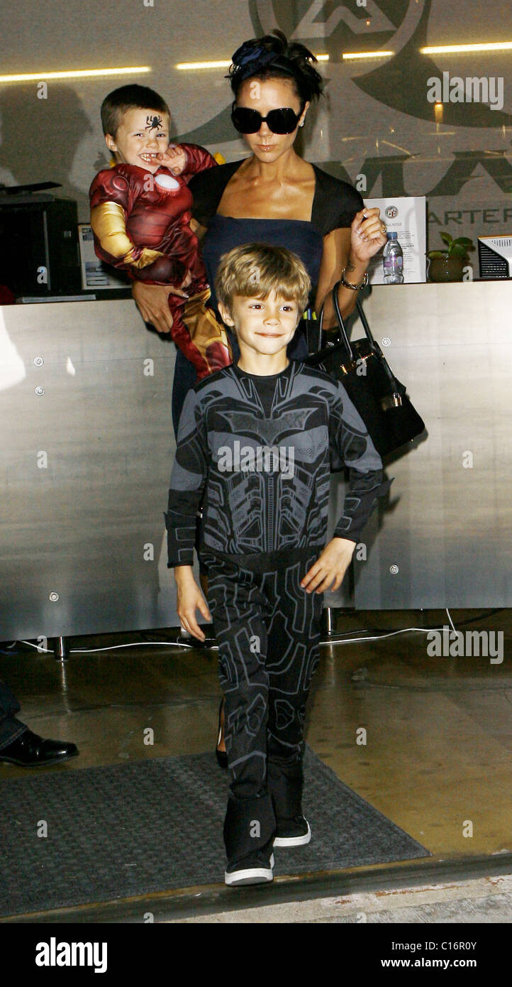 Victoria Beckham and her son Cruz and Romeo leaving his 4th Birthday(02)