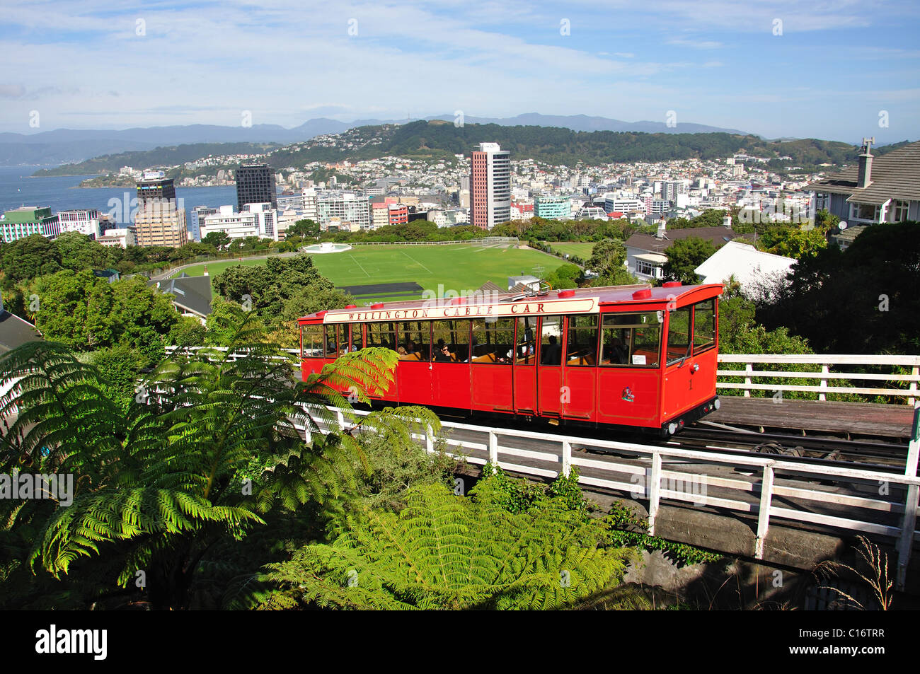 Wellington Cable Car, Wellington Botanic Garden, Kelburn, Wellington, Wellington Region, North Island, New Zealand Stock Photo