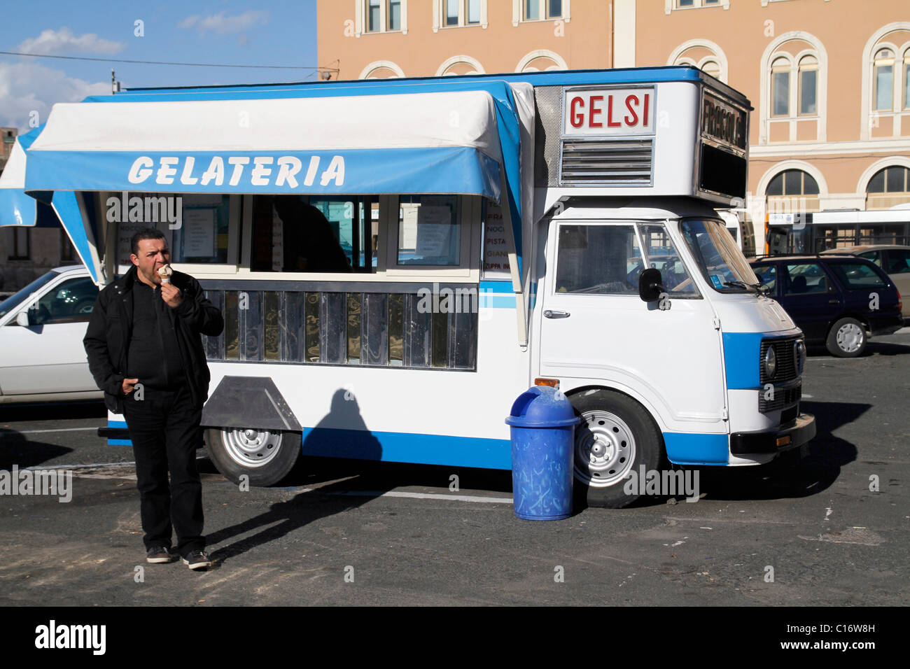 Italy Sicily Man Eating Ice Cream In Trapani Stock Photo Alamy