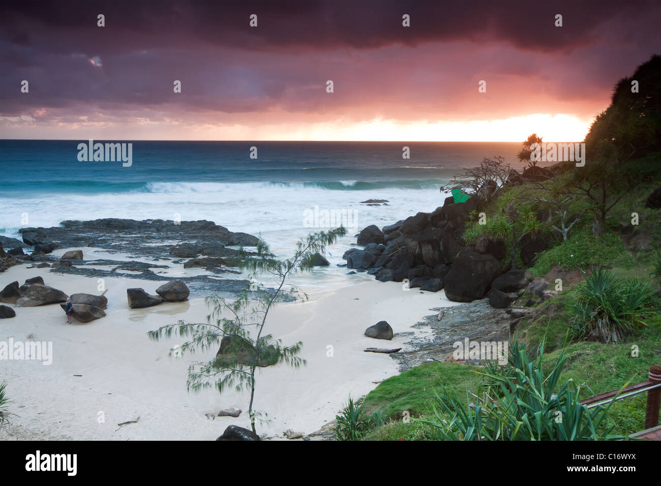 Australian beach at sunrise (tweed heads,qld,australia) Stock Photo