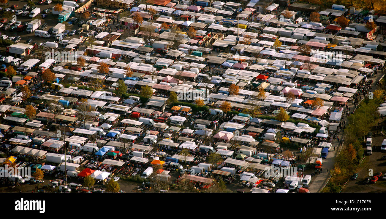 Aerial picture, Schalke flea market, Gelsenkirchen, Ruhr area, North Rhine-Westphalia, Germany, Europe Stock Photo