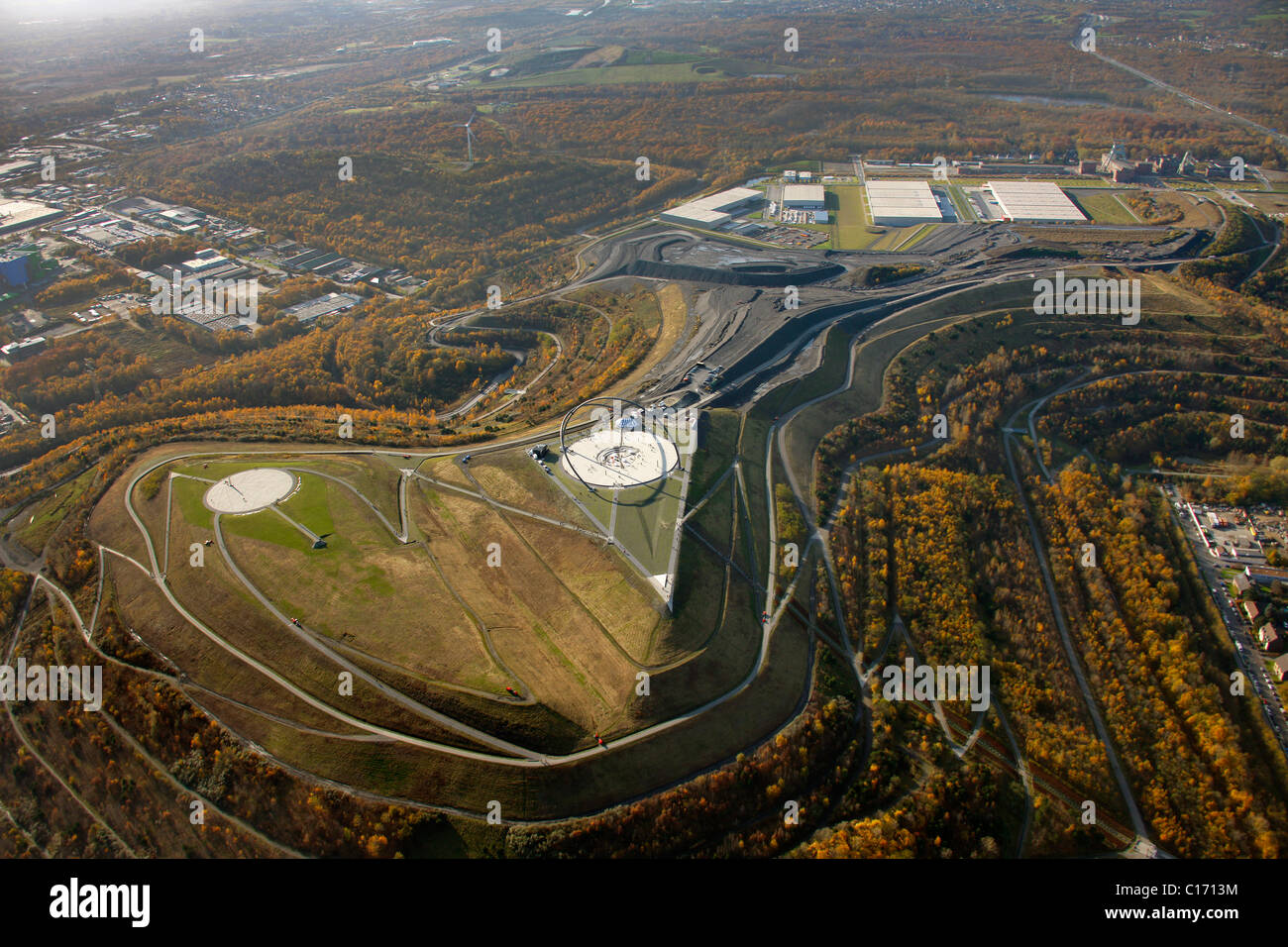 Aerial view, horizon observatory, Halde Hoheward, slag heap, Herten, North Rhine-Westphalia, Germany, Europe Stock Photo