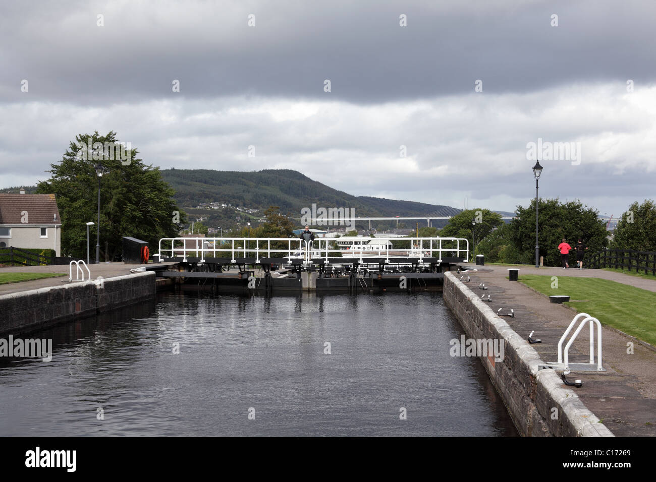 Loch on the Caledonian Canal, at Inverness, Scotland, September 2010 Stock Photo