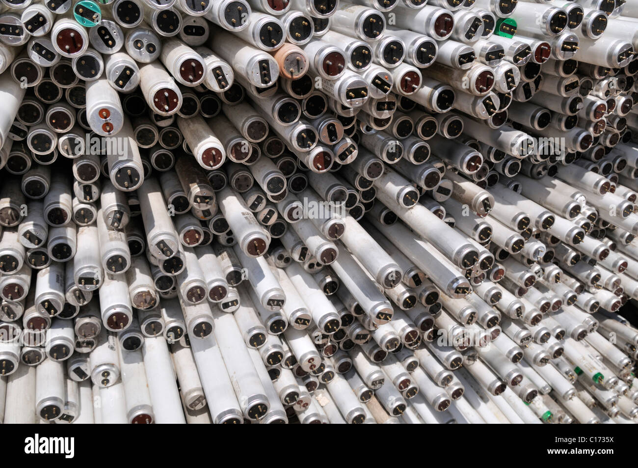 Spent fluorescent tubes, hazardous waste Stock Photo Alamy